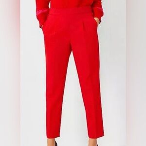 NWT Ann Taylor the Easy Ankle High RiseTapered Pants in Bright Red size L.